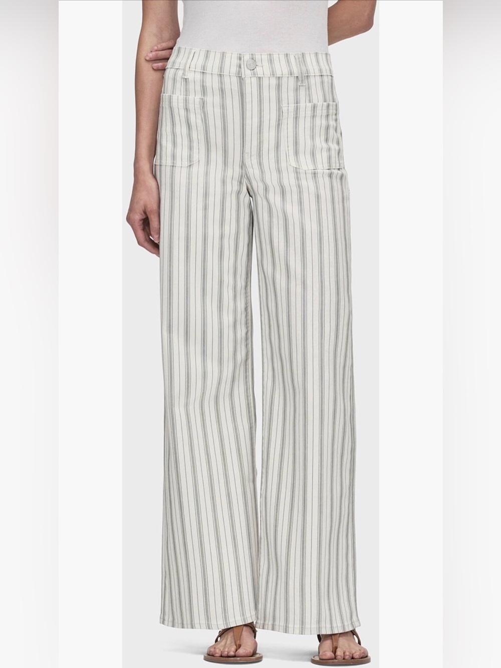 Frame Le Slim Palazzo 27 HighRise white/blue stripe Wide Leg Jeans